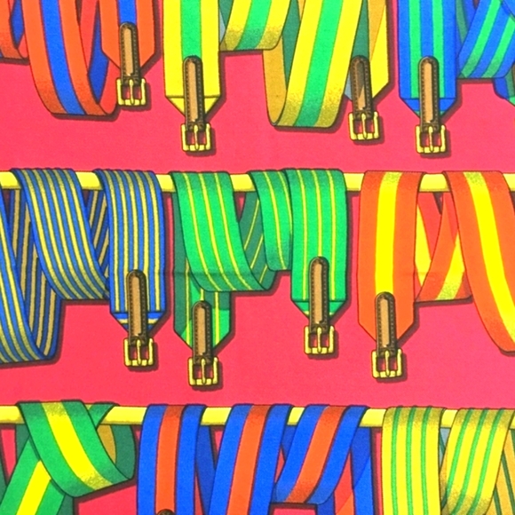 Hermes Vibrant Silk Scarf with Red, Yellow, and Green - Picture 6 of 8